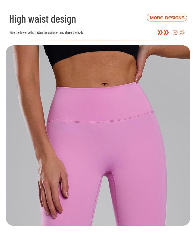 Dammode Högmidjade Randiga Utställda Yogabyxor - Smickrande, Persikorumpa, Sexiga Träningskläder