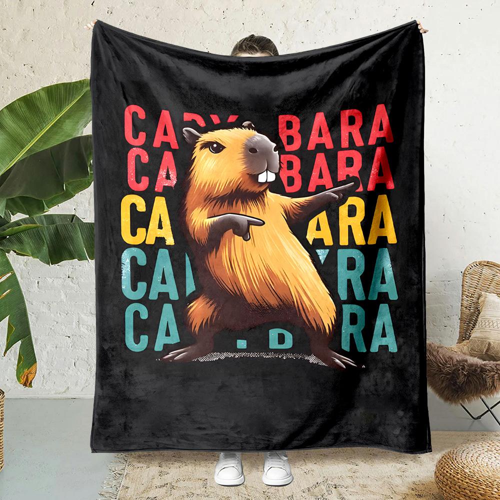 

Capybara Print Flannel Throw Blanket Reversible AllSeason Soft Polyester for Office Home and Gift Giving 75x100cm