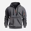 Męski Sweter z Kapturem Rekreacyjny Sportowy Pulower Retro Harajuku Długi Rękaw Zamek Błyskawiczny Wielokieszeniowy Casualowy Luźny Płaszcz Streetwear