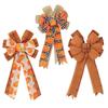 3pcs Large Fall Bows, Pumpkin Plaid Print Bows For Wreaths, 11"x19.7" Thanksgiving Ribbon Bows For Home Indoor Outdoor Decoration Ornament