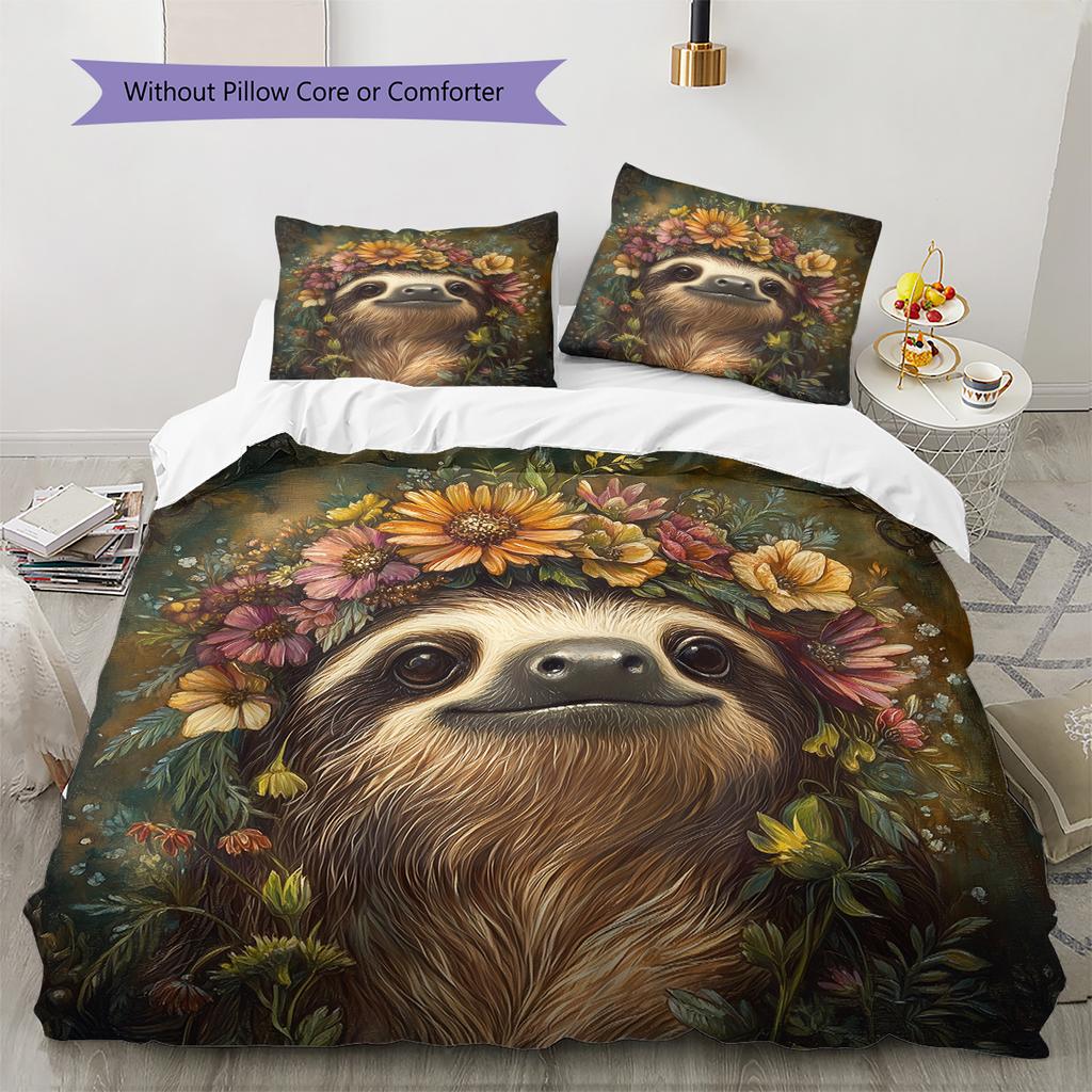 Vintage Animal Pattern Bedding Quilt Set Quilt Cover Pillowcase Home Decoration Gift (1 * Duvet Cover + 2 * Pillowcase, Without Core)