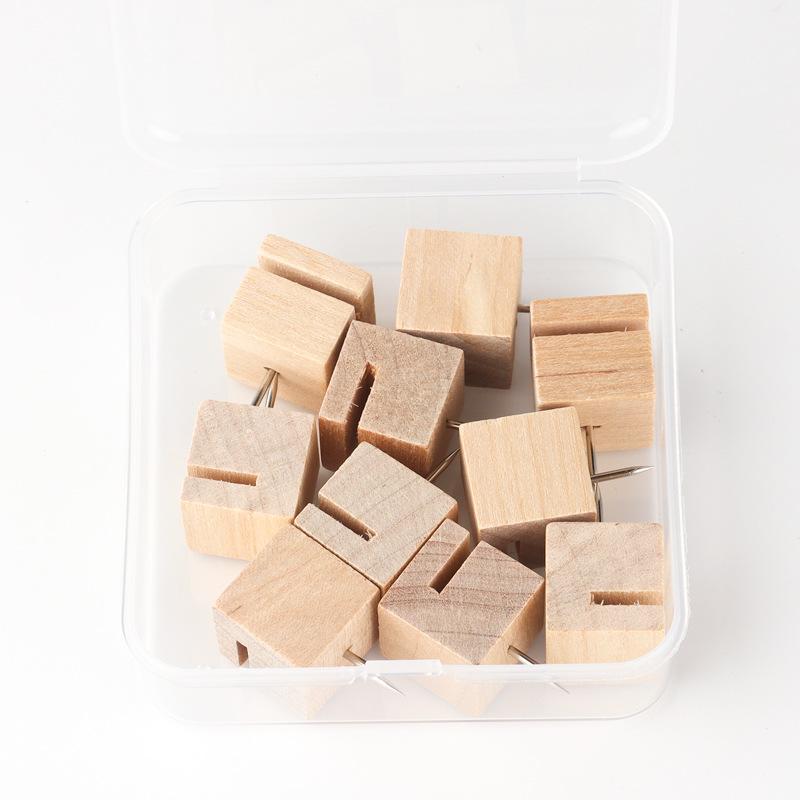 10Pcs Square Wooden Snap Button Pin With Slot For Cork Board Photo Display Decorative Push Pins For Easy Installation
