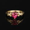 925 Silver Pink Topaz Heart Ring Diamond Accent Women Jewelry Gift Size
