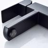 Square Bathroom Sink Faucet Modern Black Finish Single Handle Mixer Tap Hot Cold Water Control Corrosions Resistant