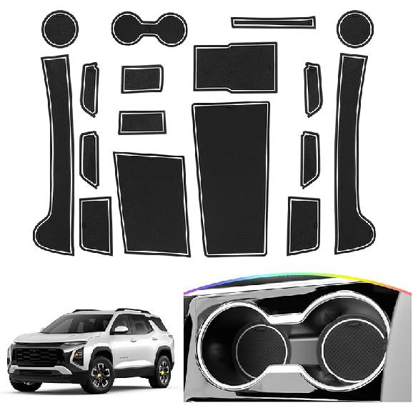 SKTU Door Slot Mat for 2025 2026 Chevrolet Equinox Door Groove Gate Pad 17Pcs Fit 2025 2026 Chevy Equinox Accessories Door Compartment Cup Center