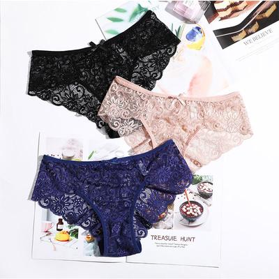 Woman Panties Transparent Briefs 3 Pcs Sexy Lace Breathable Underwear Lady Knickers Set Female Underpants for Girls