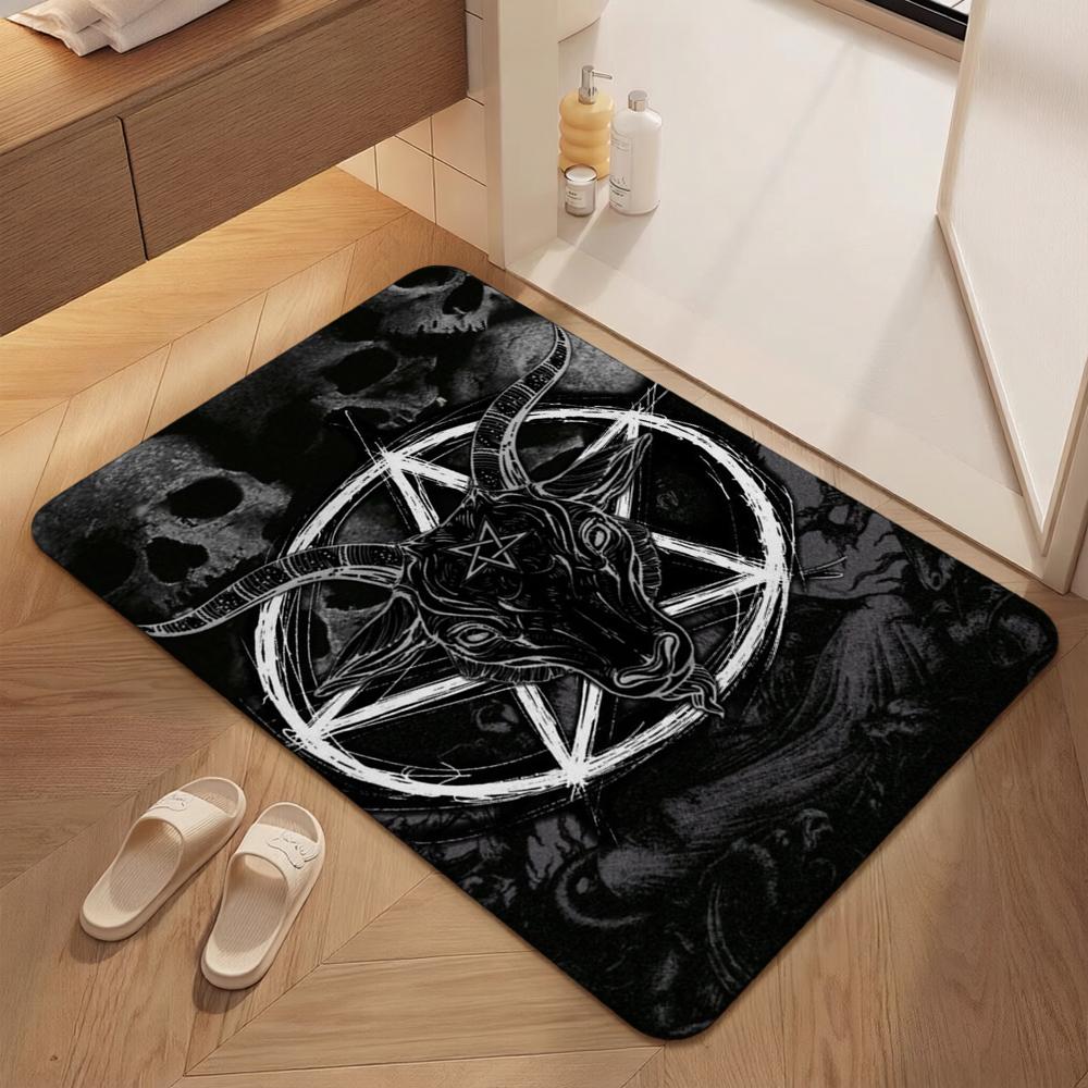 Dark Gothic Pentacle Ruby Accents Patterned Rug Nonslip Thick Carpet For Living Room Bedroom Hallway Home Decor Birthday Gift