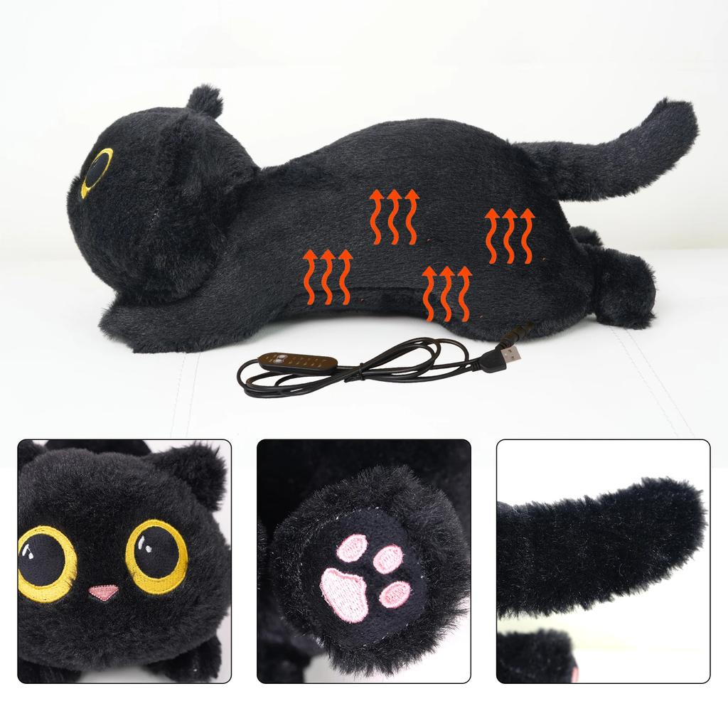 USB Powered Cat Plush Pillow Heated Stuffed Animal for Shoulder Neck Back Warmth Cute Gift for Girls and Women