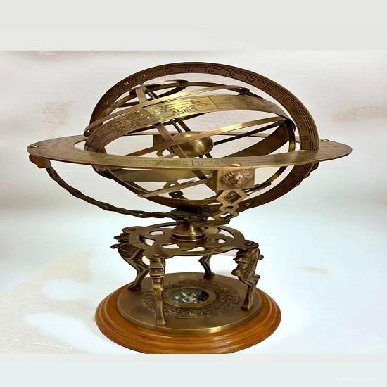 Brass Armillary Sphere Globe  Nautical Desk Decor Astronomical Collectible by Berlin Nautical