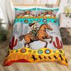 Cowgirl Horse Duvet Cover Set King Romantic Butterfly Bedding Set Farm Animal Comforter Cover Western Tribal Boho Quilt Cover
