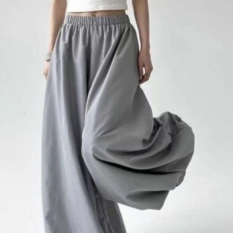Women Summer Elastic Waist Wide Leg Pants