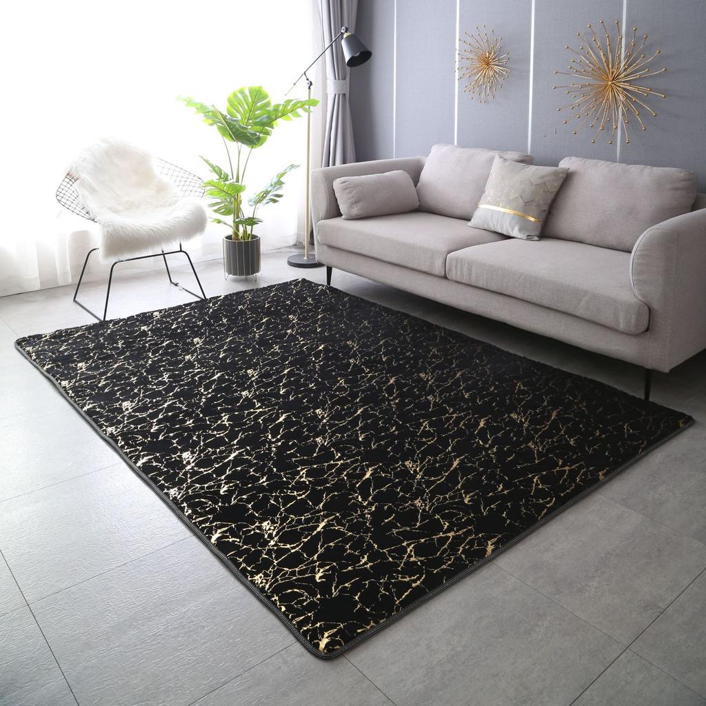 Gold Marble Furry Rug Imitation Rabbit Fur Carpet Living Room Decoration Luxury Soft Bedroom Mat Sofa Table Rug