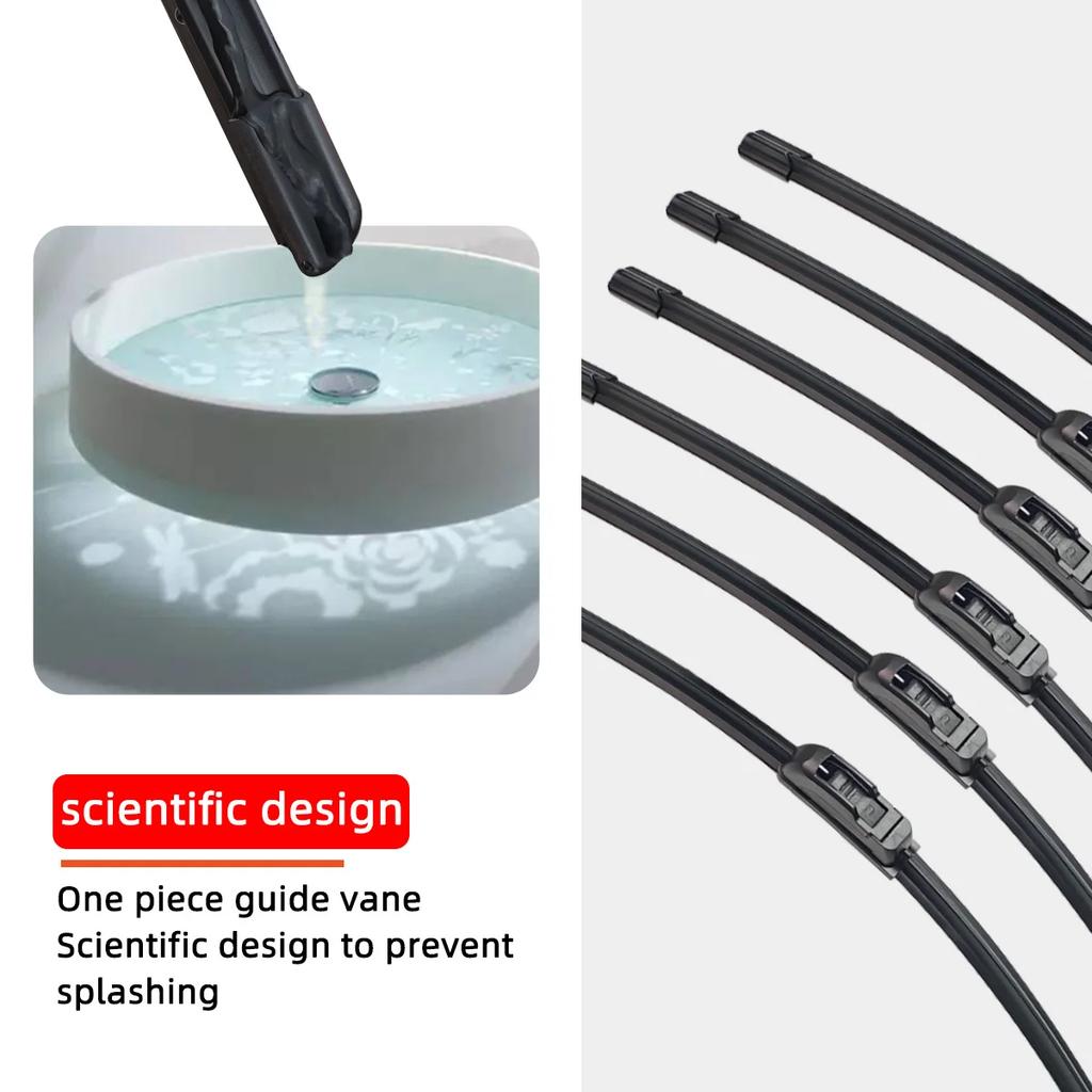 Universal U-Type Soft Rubber Frameless Wiper Blades for Car Windshields | 14''-26'' Sizes Available