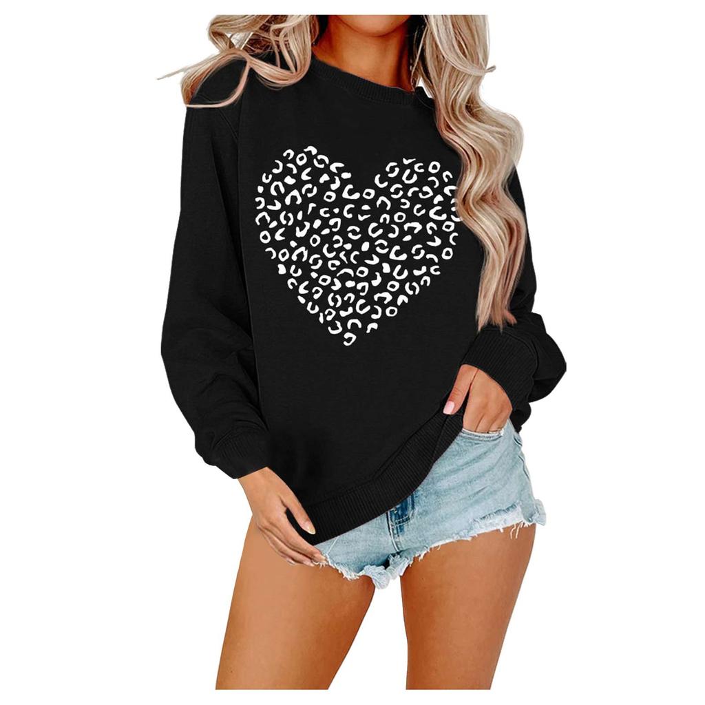 Women's Fashion Casual Valentine's Day Love Printed Large Size Women's Sports Long Sleeve Hoodie