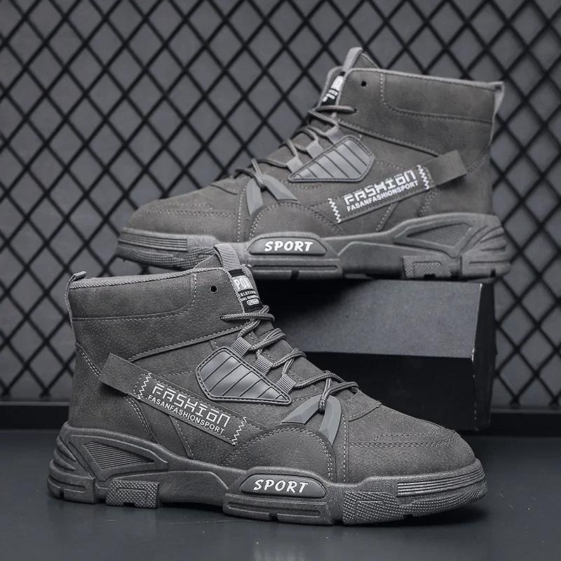 Men's Autumn Platform Boots Outdoor High Top Training Boots 2024 New Comfortable Mens Warm Motorcycle Boots Botas Para Hombre