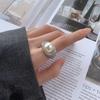 Jewelry Copper Platinum Plated Pearl Temperament Design Ring 12Mm