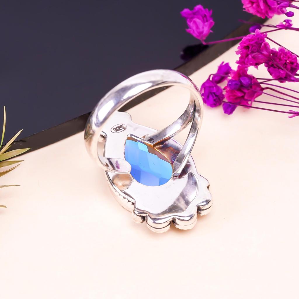 Handmade Rainbow Mystic Topaz Gemstone ,925 Sterling Silver Ring,Boho Hippie Gemstone jewelry Ring Perfect Gift For Her