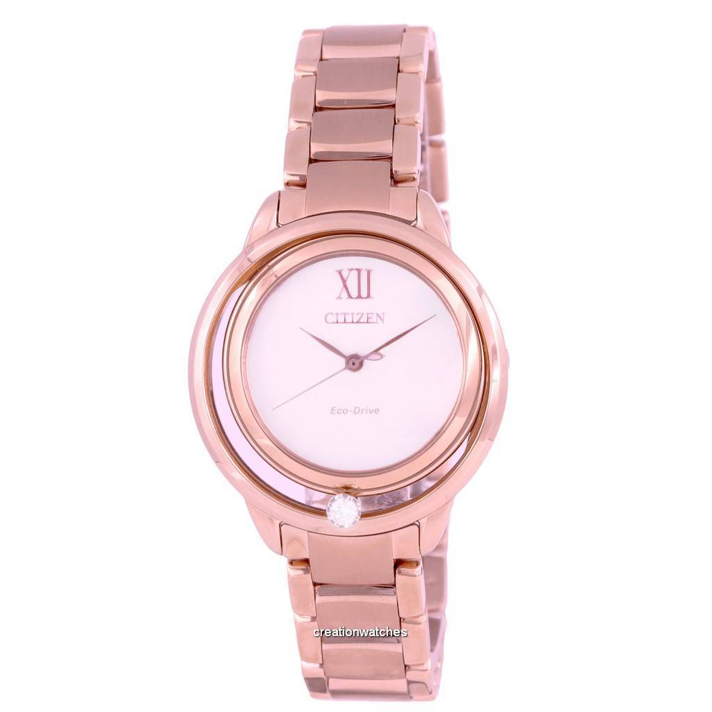 Женские часы Citizen с бриллиантами и перламутровым циферблатом Eco-Drive EW5513-80D