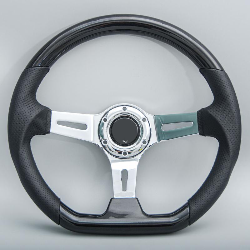 3-Spoke Carbon Film D-Shape Steering Wheel Vintage JDM Deep Dish Racing Steering Wheel PC-ST59
