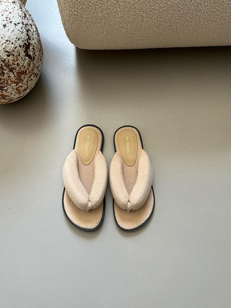 Women's Summer Japanese Simple Solid Color Herringbone Slippers Couples Wear Non Slip Soft Bottom Clamping Feet Outside