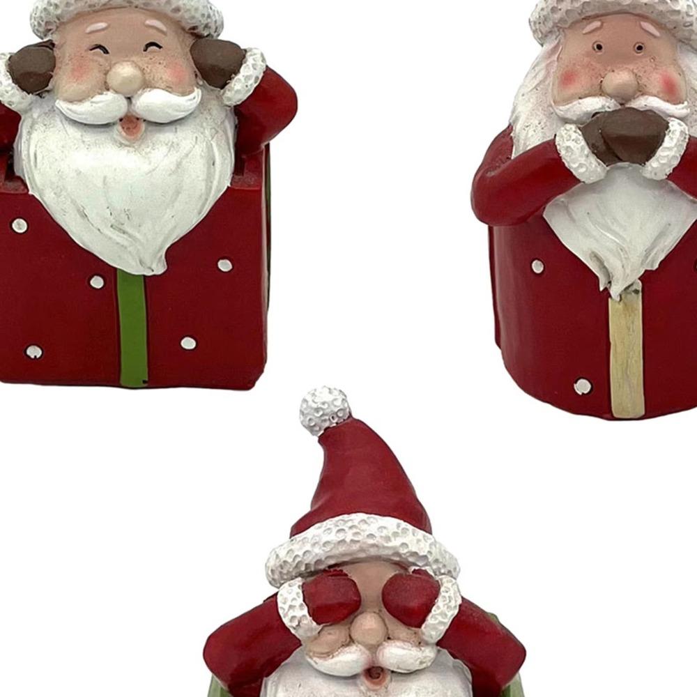 3pcs/set Mini Santa Claus Resin Statue Creative Red Santa Claus Doll Santa Claus Ornaments Holiday