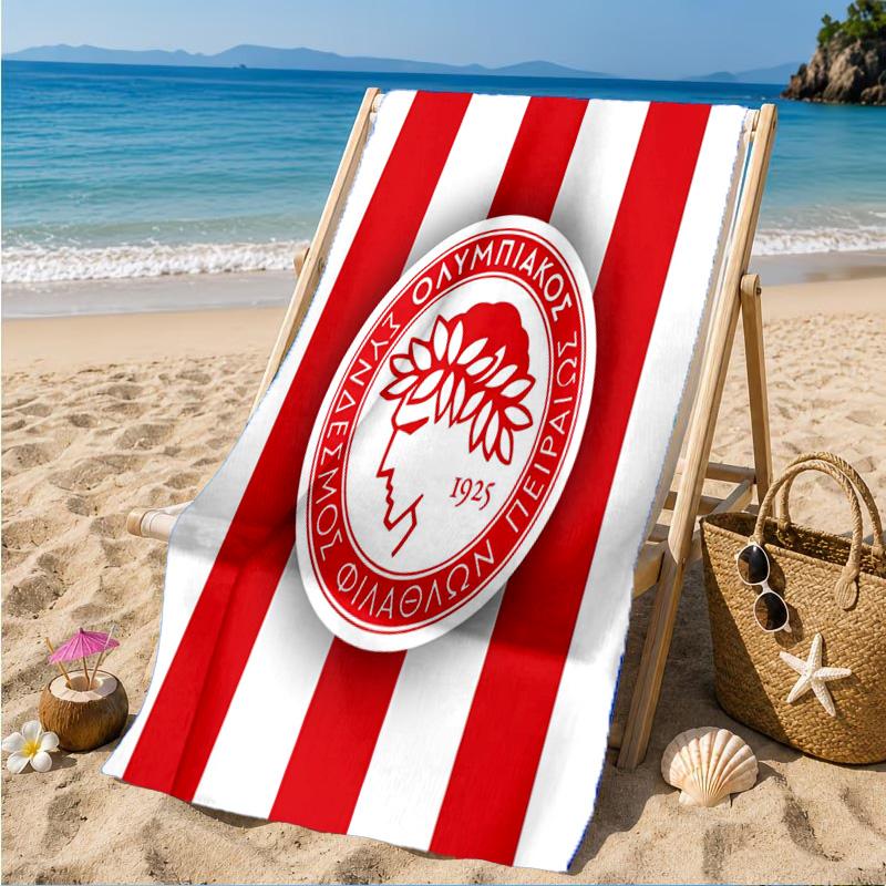 Olympiacos Fc: Serviette de plage Fierté Rouge et Noire, Séchage Rapide, Facile d'Entretien, Convient aux Vacances Fitness et Plage, Essentiel Sportif