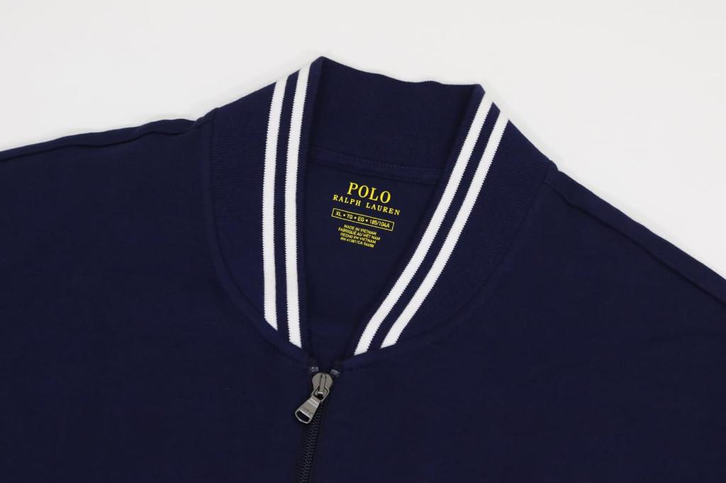 Polo Ralph Lauren Cotton Jersey Track Jacket with Back Size XXL Men's Full-Zip Logo, Navy, (Product Code 01020115)