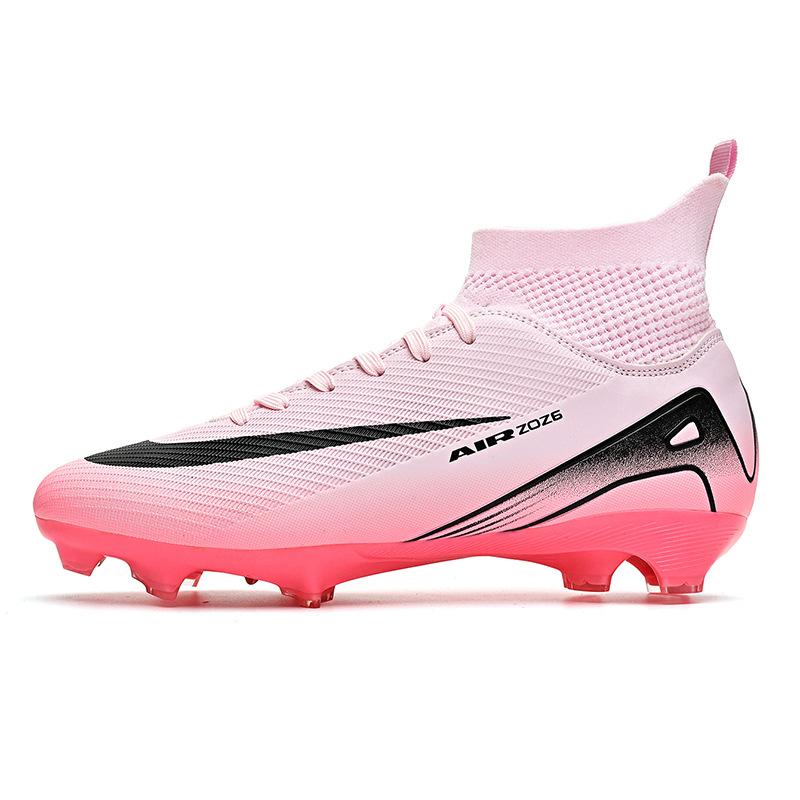 New High-Top Football Shoes Tf Broken Nails Artificial Turf Ag Nails Leather Feet Training Shoes For Men And Women