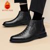Fashion Genuine leather men's boots Versatile styles for autumn and winter Leisure Business Party Adult office Outdoor Warm Shoes Black