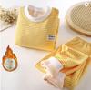 Baby Plush Children's Pajamas Solid Color Long Sleeved Pants Breathable Pajamas for Boys and Girls Casual Wear