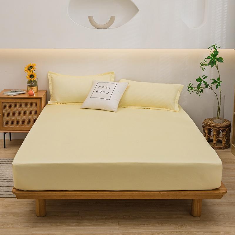Fitted Sheet Single Piece Solid Color Aloe Vera Cotton Dustproof Bed Cover Mattress Protector Non-Slip Mattress Cover