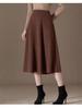 Autumn/Winter 2025 Pleated Midi Skirt - 100% Cashmere, Slimming, Solid Color, Versatile and Stylish.