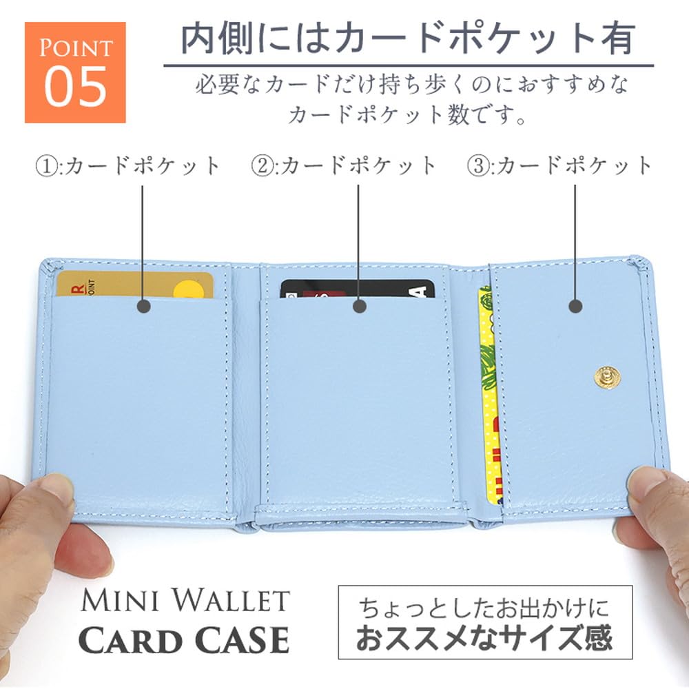 [parte de trás] Carteira de Couro Genuíno para Homens e Mulheres, Tripla, Compacta, Mini Carteira, Carteira Dobrável, Carteira de Couro Genuíno com Compartimento para Moedas em Formato de Caixa