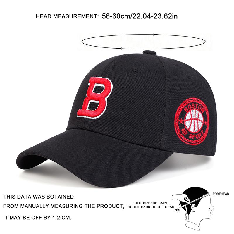 Unisex B dopis výšivka Baseballové čepice jaro podzim venkovní nastavitelné ležérní čepice čepice opalovací krém