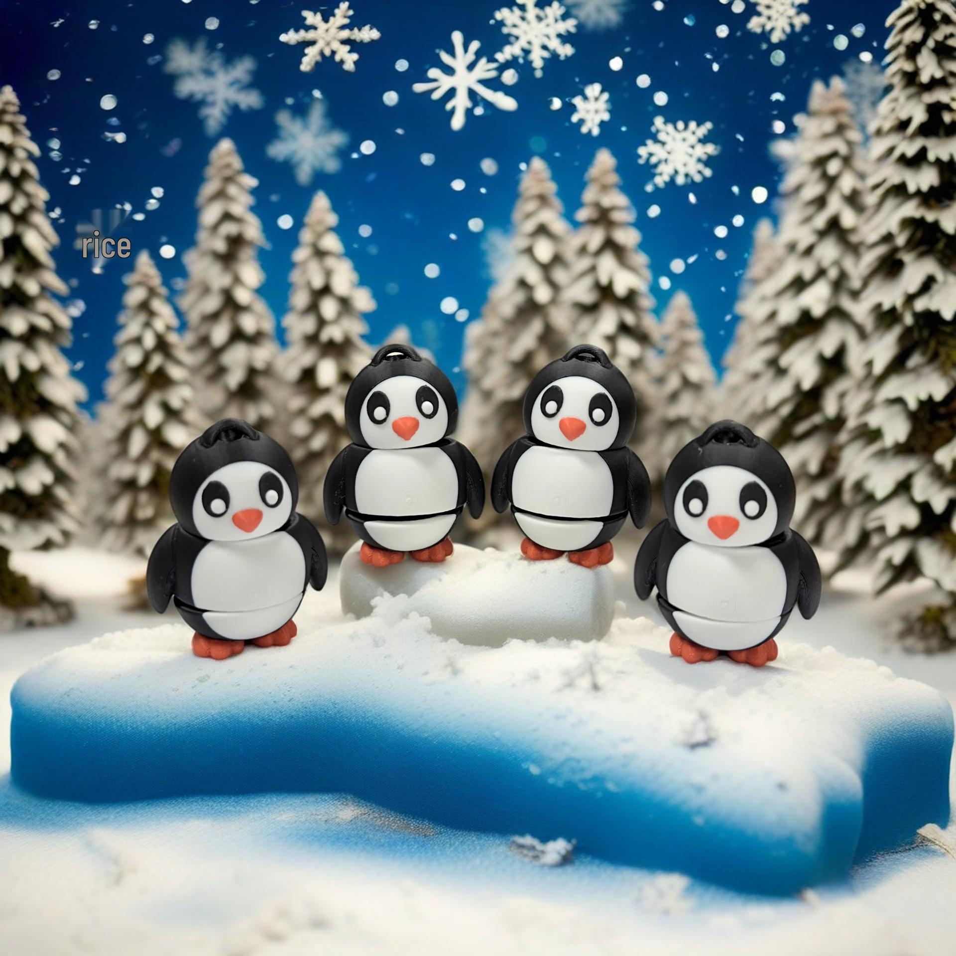 

3D-печатный кулон-брелок в виде пингвина-снеговика: Милая фигурка-подвеска в виде пары для рюкзака