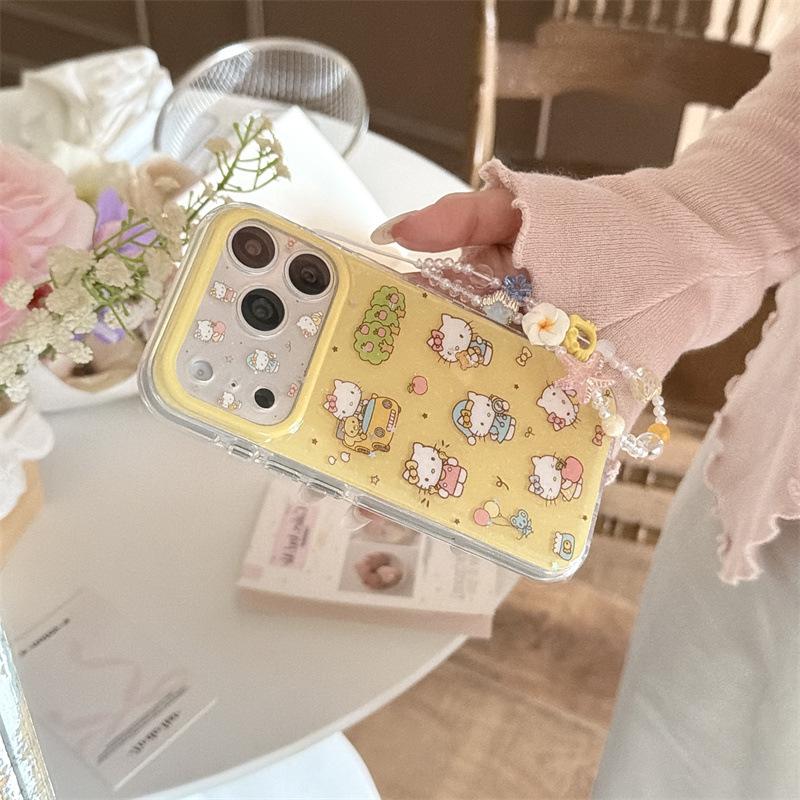 High-End Cartoon Cats Yellow Background iPhone 17/16 Pro Max/15 Pro Case