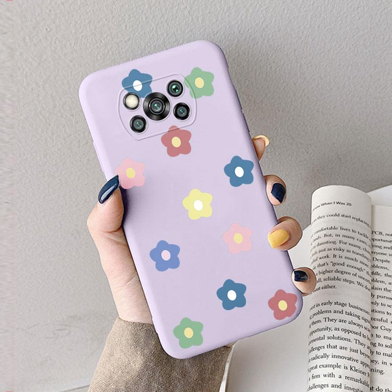 Case For Poco X3 Pro Pocox3 X 3 NFC Cute Heart Flower Back Cover Soft Silicone Matte Protective Funda For Xiaomi Poco X3 Pro Bag
