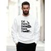 Herren Eat Pasta Swim Fasta Lässiger Rundhals-Pullover, Lockerer Schnitt, Einfarbige mit Grafik.