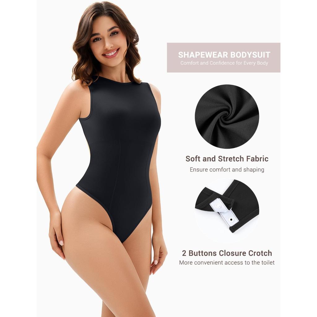 Seamless Thong Bodysuits for Women Tummy Control Shapewear One Piece Leotard Shirt Going Out Romper Tops Waist Trainer Slimming Body Shaper