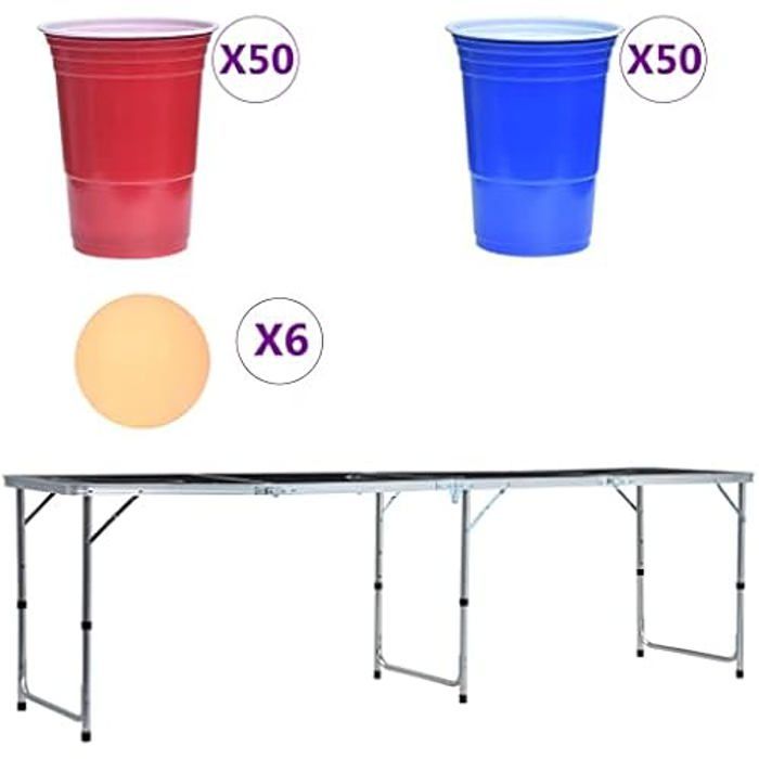 Jeu à boire - VIDAXL - Bière-Pong - Table Pliable - Imprimé 2 couleurs - Pour Adultes