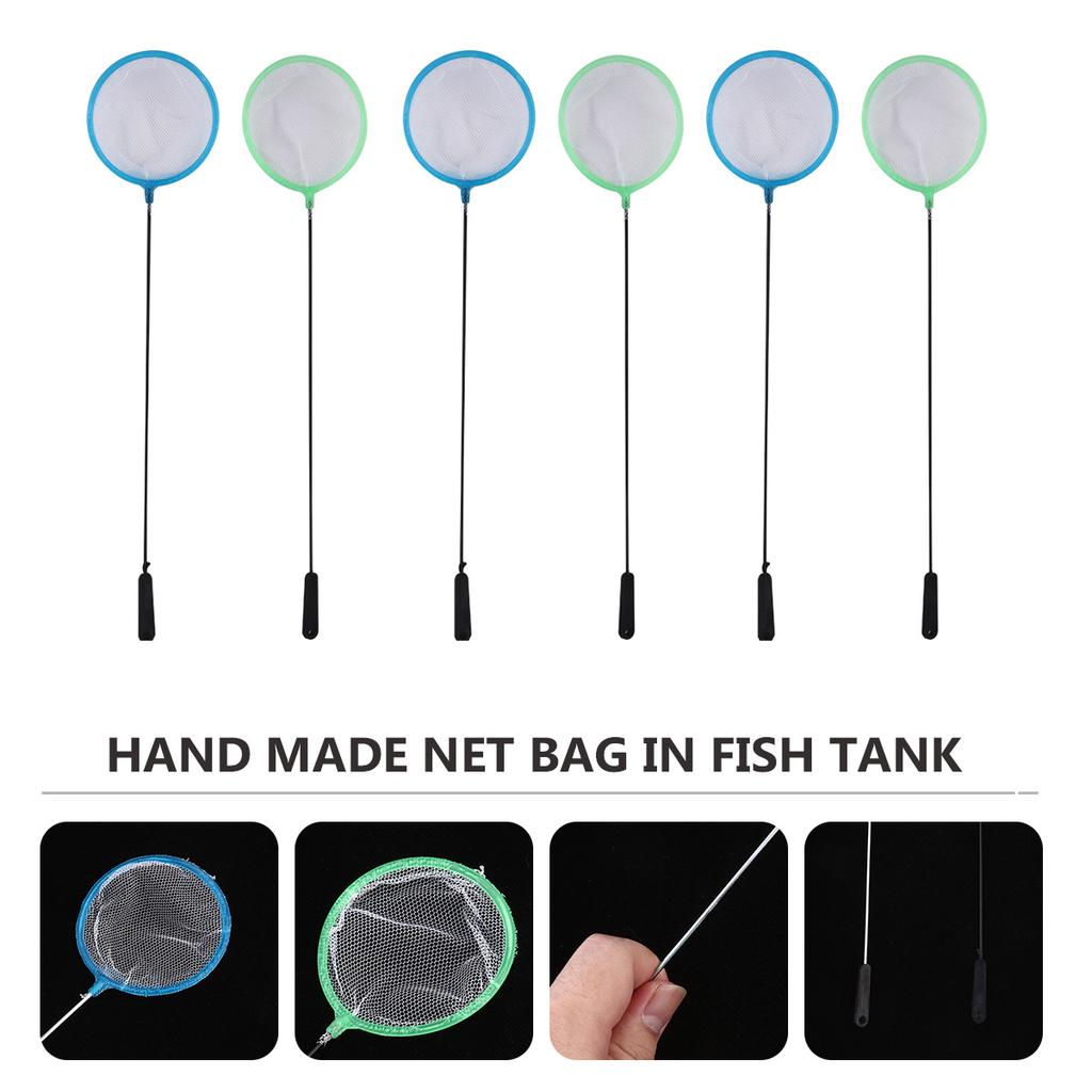 20Pcs Small Fish Net Round Design Thickened Handle High Bearing Capacity Aquarium Cleaning Tool Fishing Lure Accessories