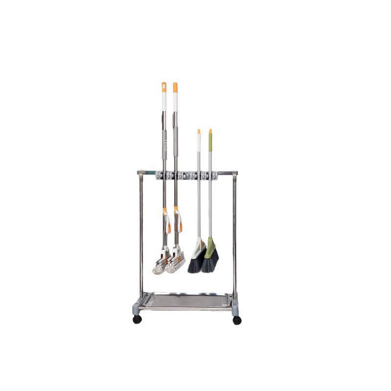ELAYUR Mobile Stainless Steel Mop & Broom Holder