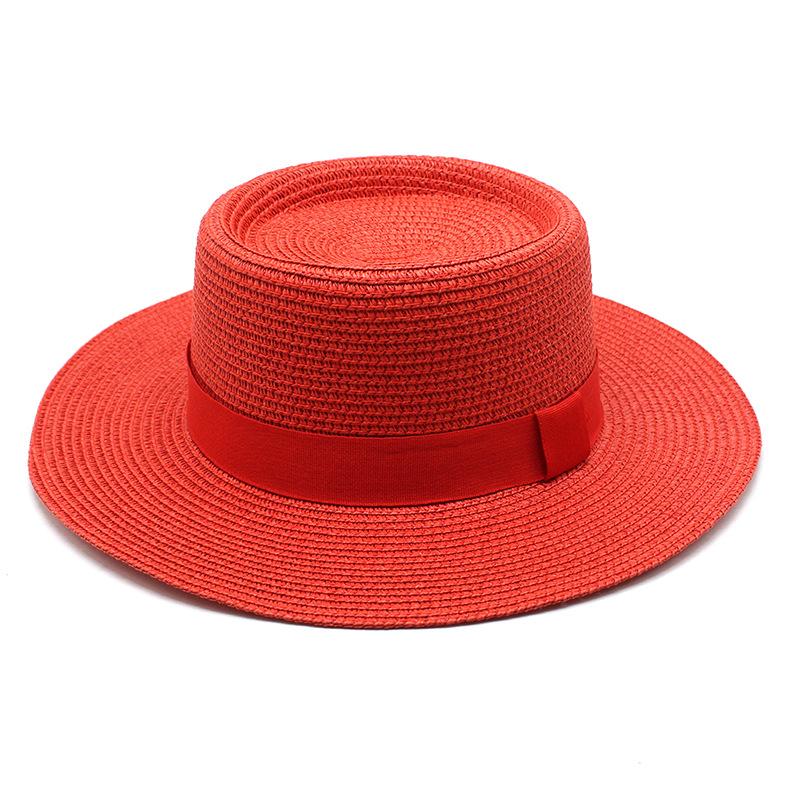 20 Color Summer Beach Sun Hats For Women Man Foldable Round Flat Top Big Brim Straw Hat Solid Color Outdoor Holiday Visor Caps