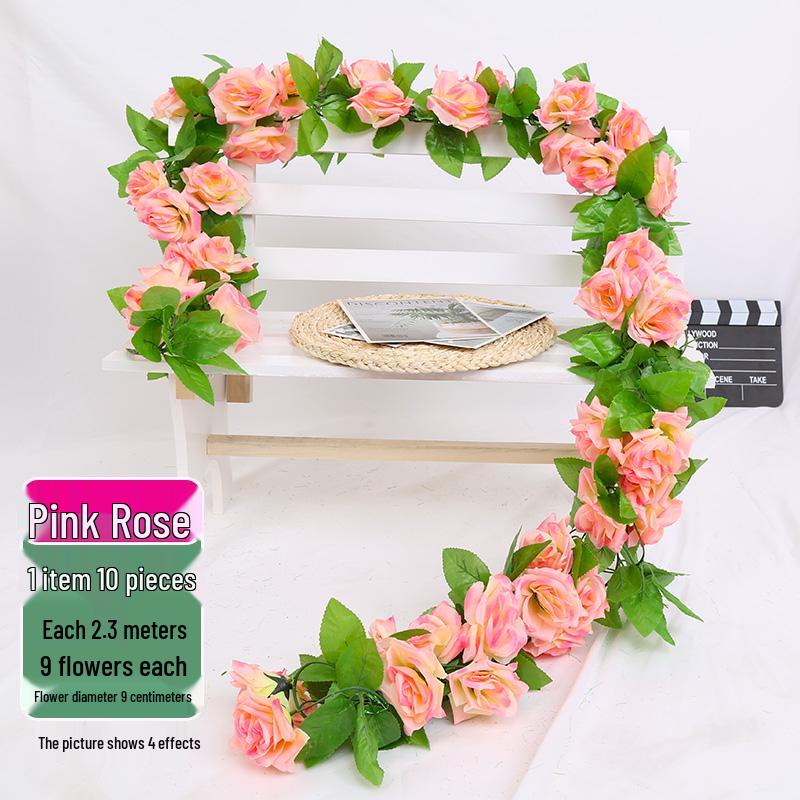 Artificial Rose Vine Decoration for Wedding Ceiling or Water Pipe Cover