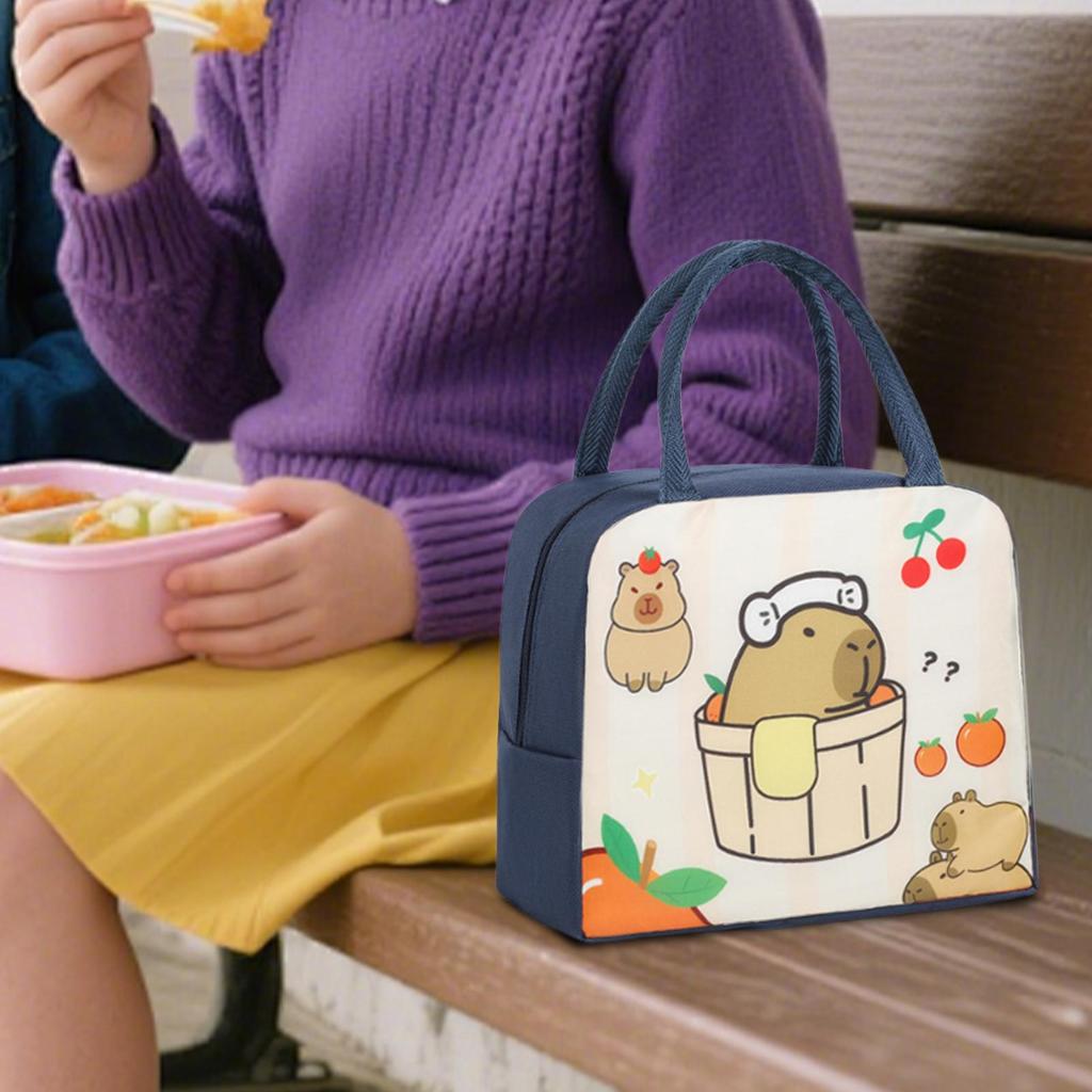 Capybara Lunch Bag Cute Capybara Thermal Lunch Bag Student Portable Insulated Picnic Bag Large Capacity Insulated Lunch Bag