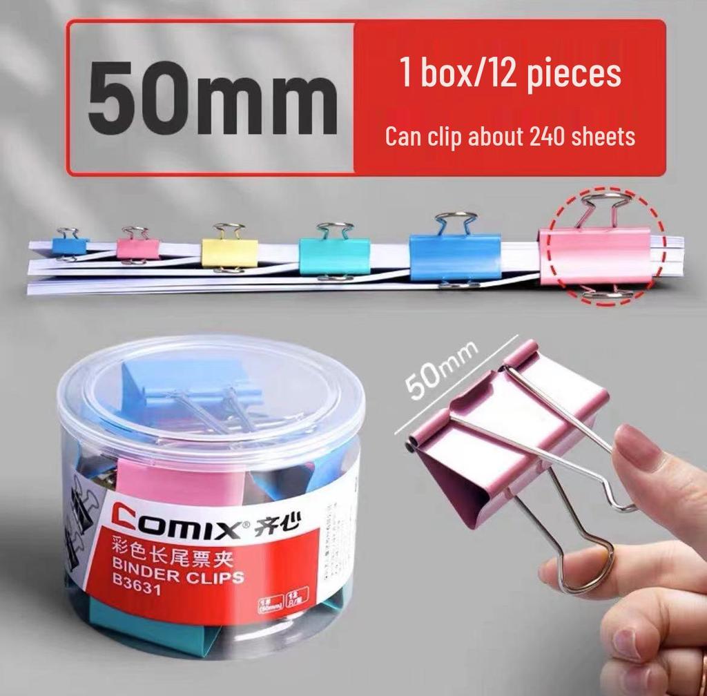 Qixin Swallowtail Clips: Effort-Saving, Colored Metal Clips for Office and Student Use, Available In Large, Medium, Small Sizes