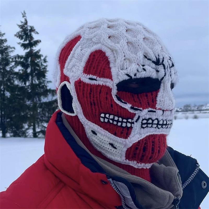 Nuevo pasamontañas hecho a mano de ganchillo con cuernos divertidos y orejas de conejo