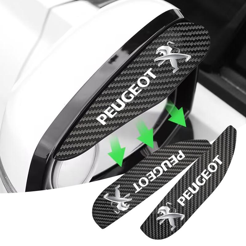 Módní kryt proti dešti na obočí zpětného zrcátka do auta z uhlíkových vláken pro Peugeot 206 207 208 306 307 308 508 106 107 108 2008 3008 5008