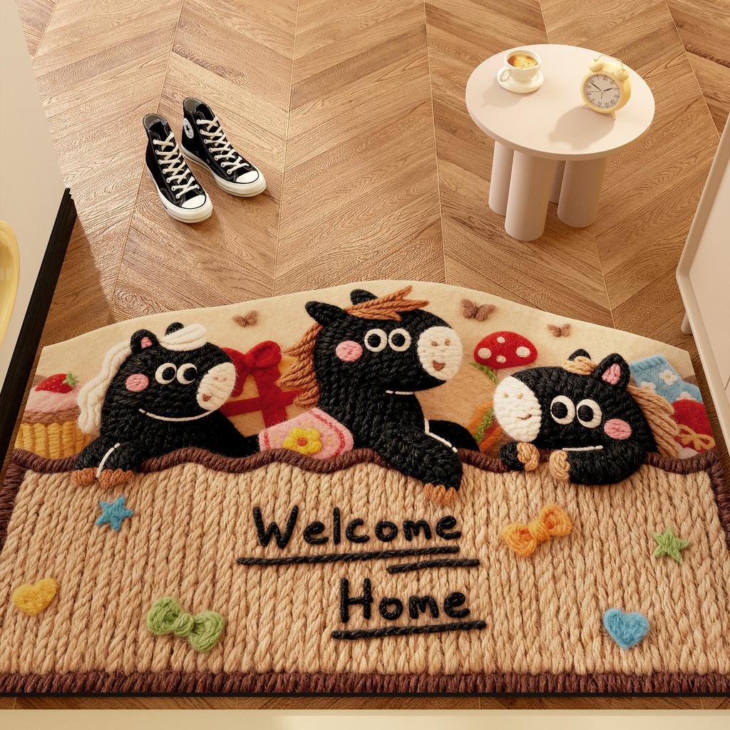 New Year Of The Horse Wool Wind Door Floor Mat Diatom Mud Floor Mat New Year'S Floor Mat Non-Slip Red Carpet Batch