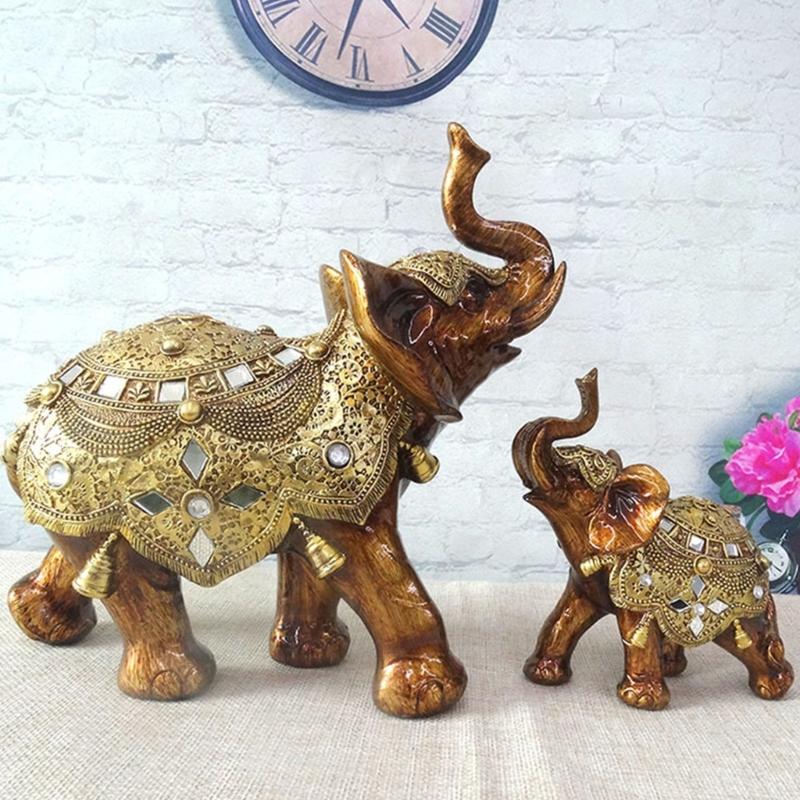 Lucky Elephant Statue Sculptures Decorative Animal Figurines Table Ornament Symbols Wealth Career Home Decorations
